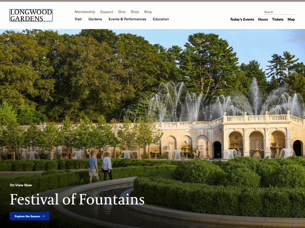 Longwood Gardens homepage