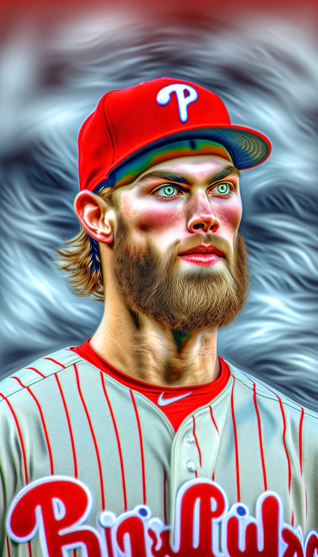 Terrifying AI generated depiction of the Phillies player, Bryce Harper