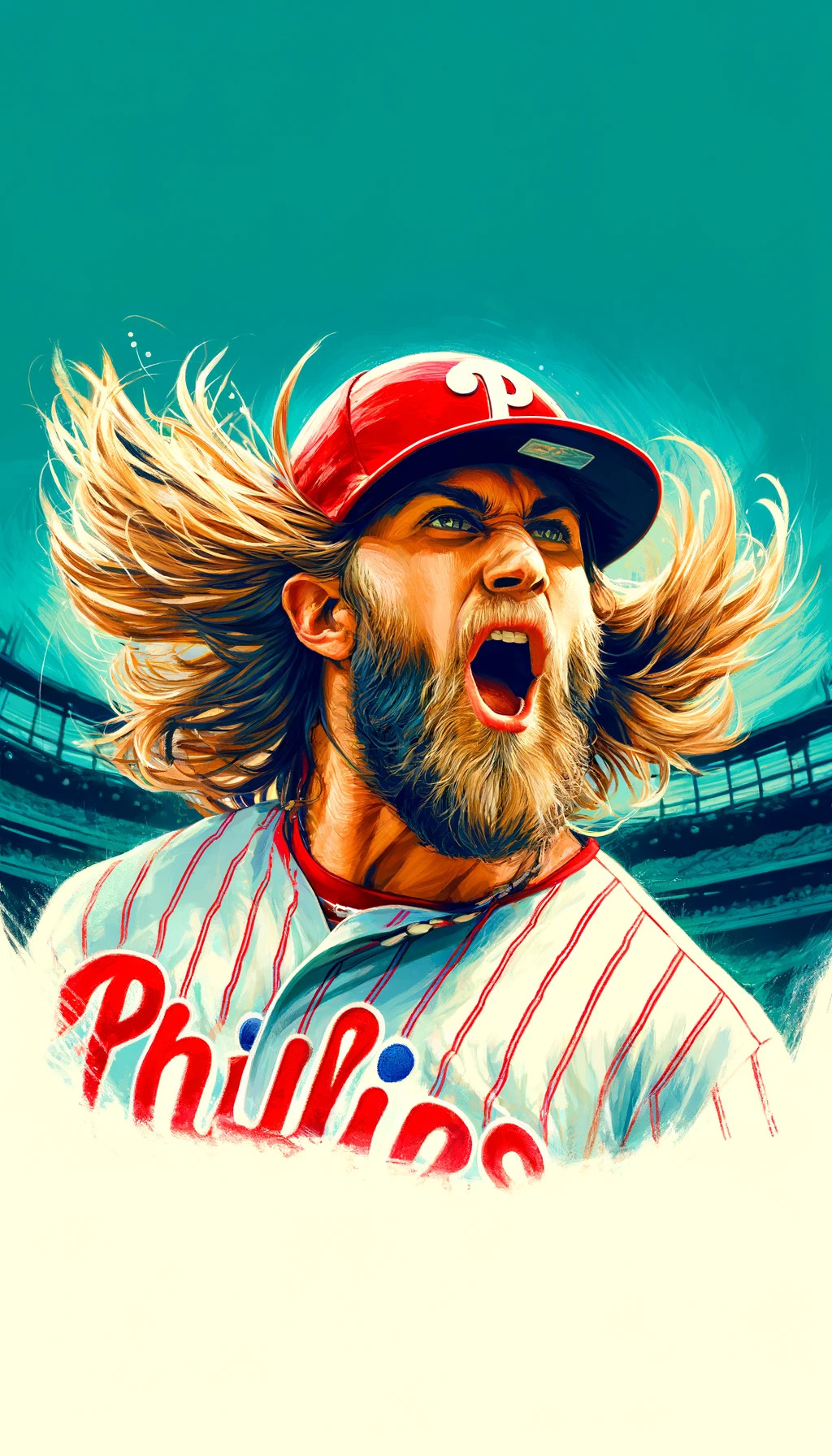 AI generated depiction of the Phillies player, Bryce Harper