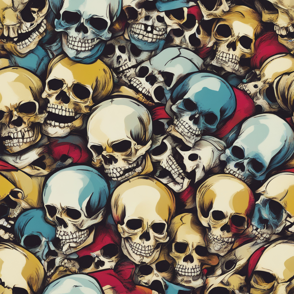 AI: skull:5, stylish, Jolly Roger, with random color