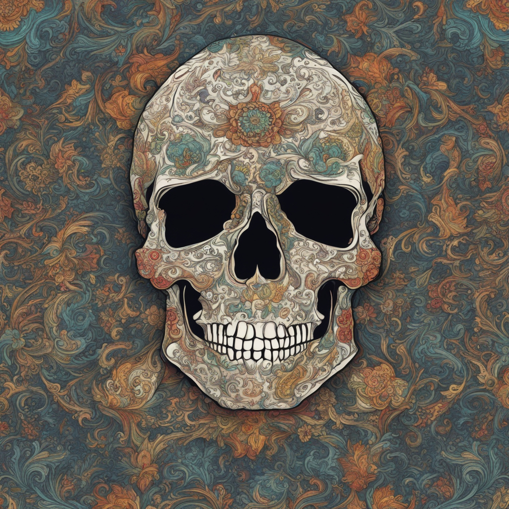 AI: singal skull:5, stylish, Jolly Roger, highly intricate  details, existential, with random color