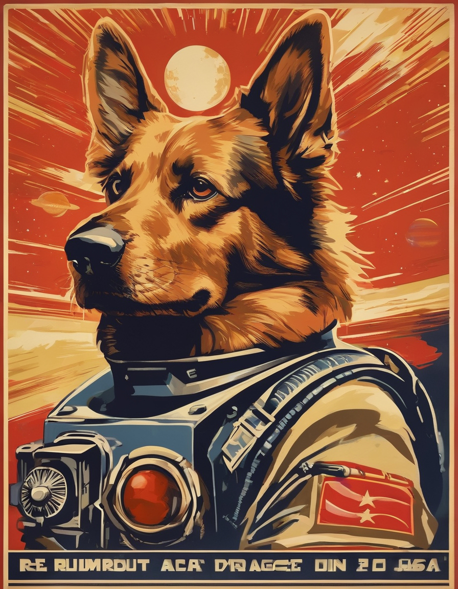 AI: dogs in space, USA, hero:2, epic, recruitment poster, communist