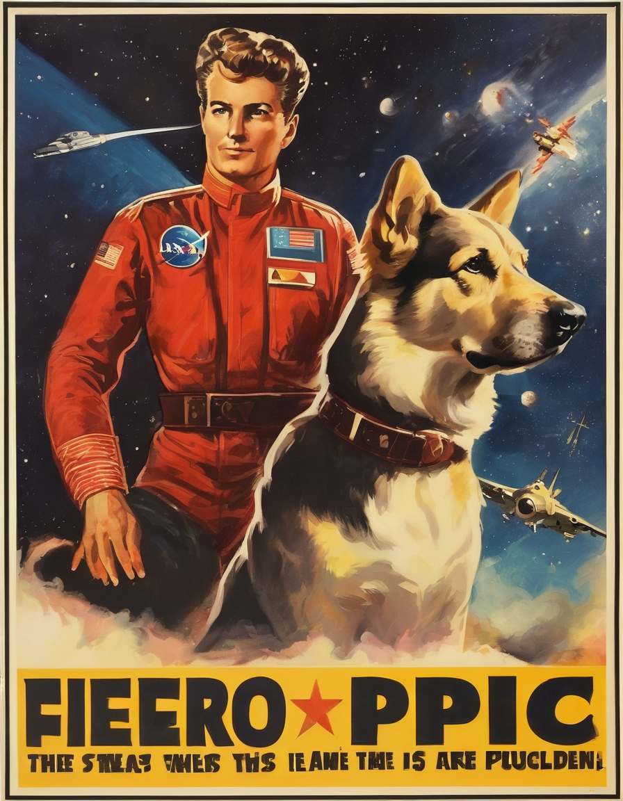 AI: dogs in space, USA, hero:2, epic, recruitment poster, communist