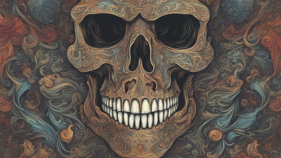 AI: singal skull:5, stylish, Jolly Roger, highly intricate  details, existential, with random color, incredible composition