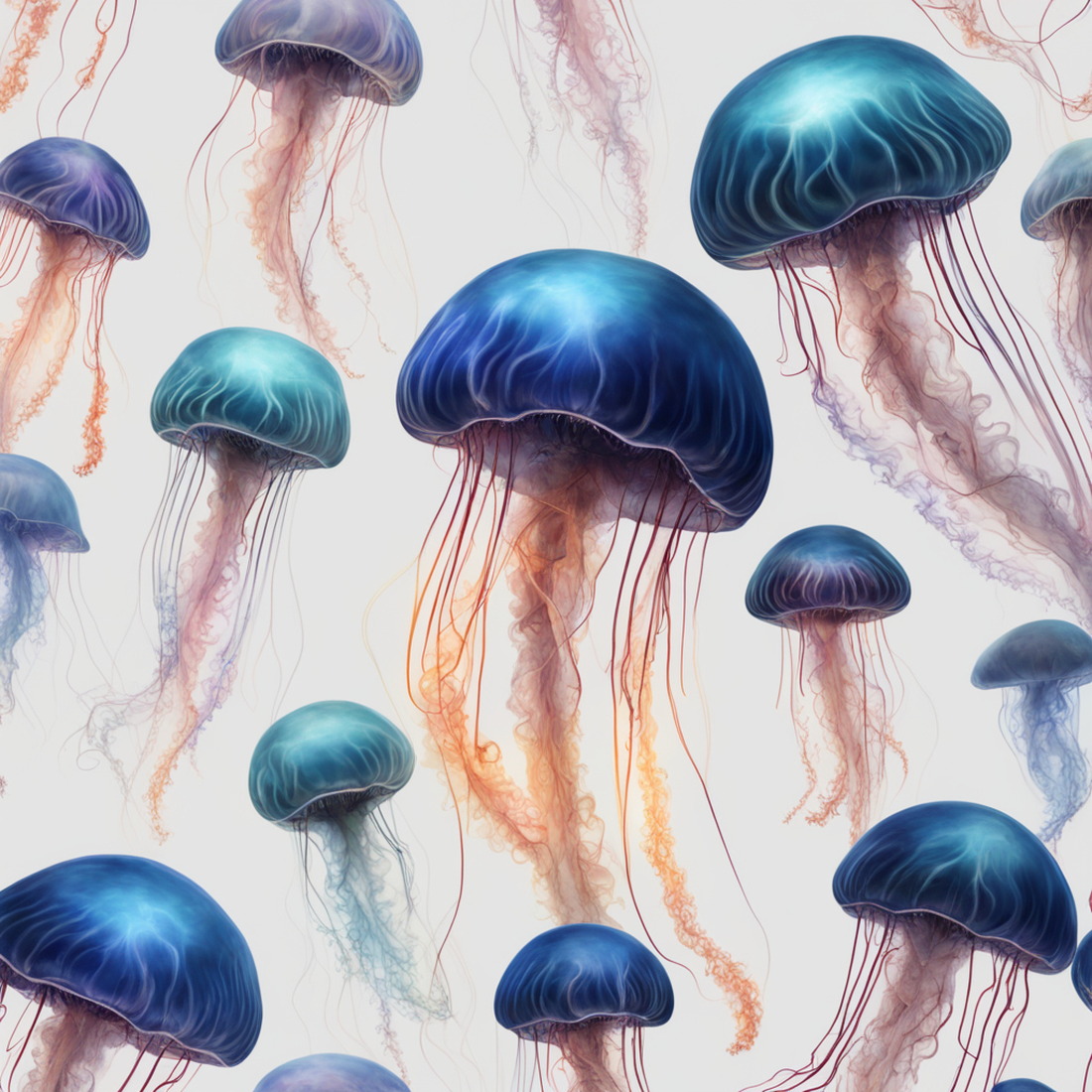 AI: electric jellyfish, underwater, photorealistic