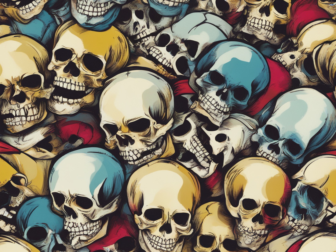 AI: skull:5, stylish, Jolly Roger, with random color