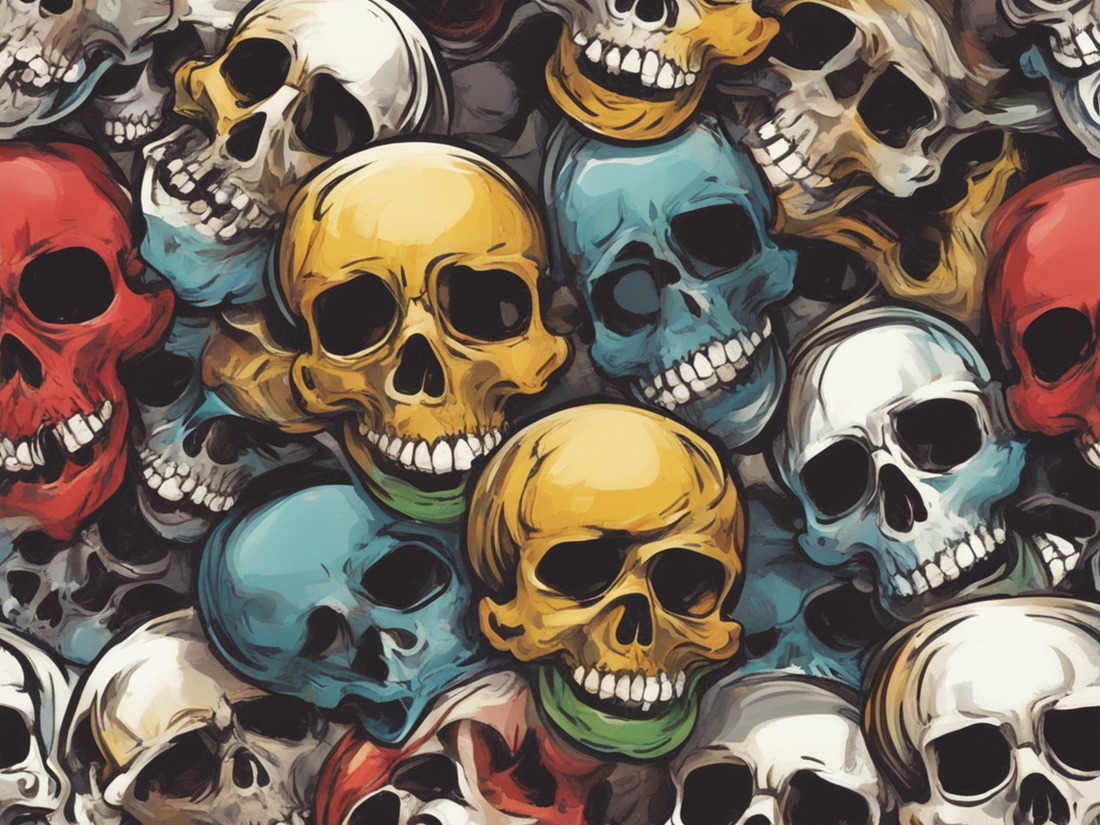 AI: skull:5, stylish, Jolly Roger, with random color