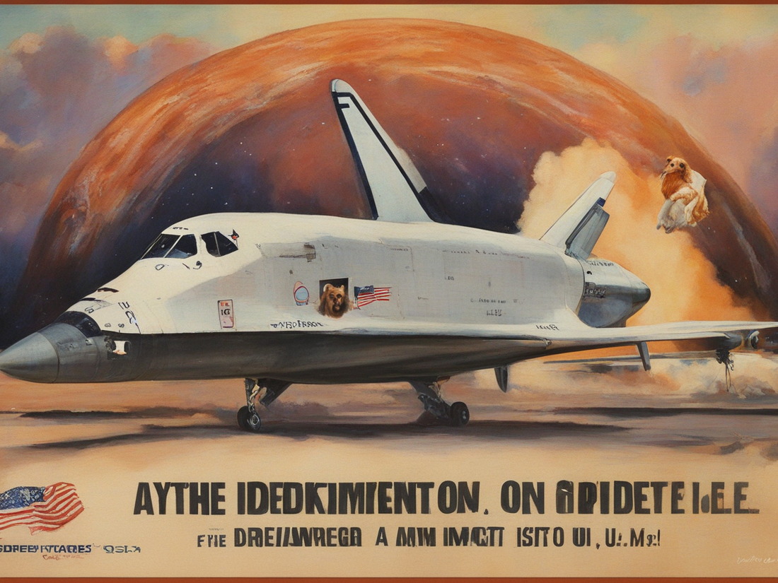AI: dogs in space, shuttle, USA, hero:2, epic, recruitment poster